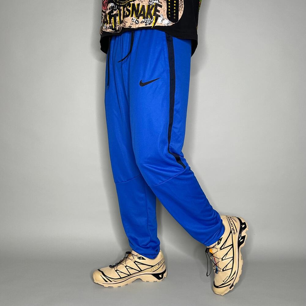 Vintage Y2K Nike Sweatpants Mens L Royal Blue Black Swoosh Polyester Joggers